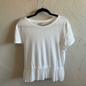 LOFT white tee with ruffle detail